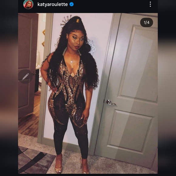 Red sequin custom jumpsuit - Picture 6 of 6